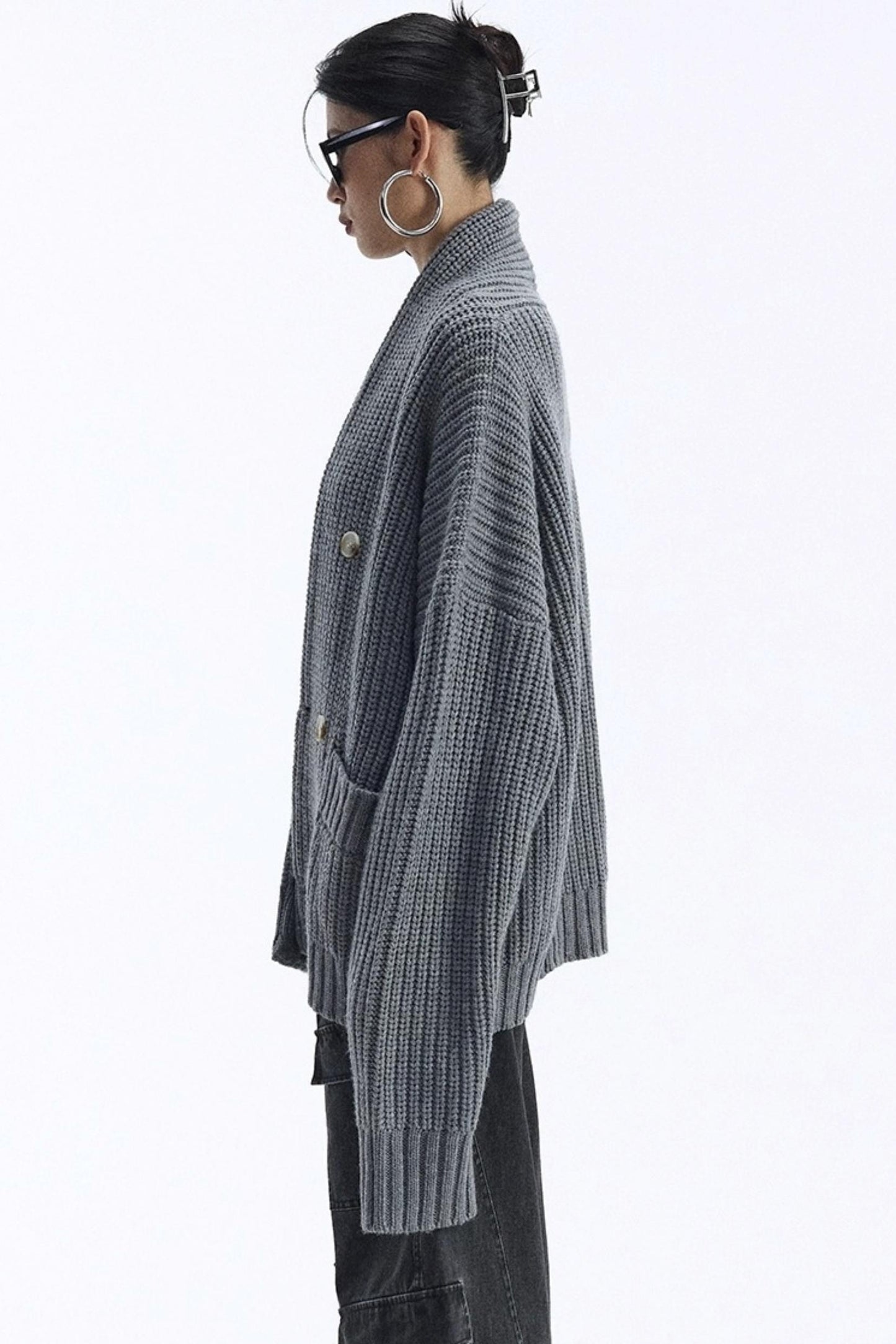 Lazy Style Large Pocket Knitted Cardigan