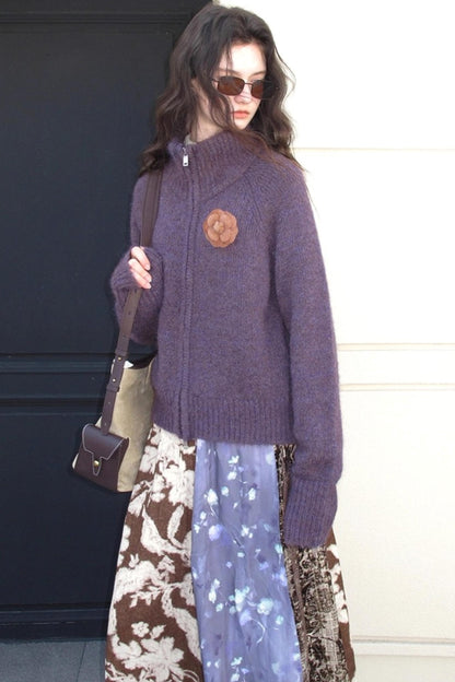 Retro Jacquard Taro Purple Skirt