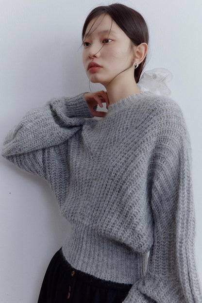 Furry Misty Gray Wool Top