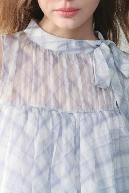 Light Blue Gingham Tutu Dress