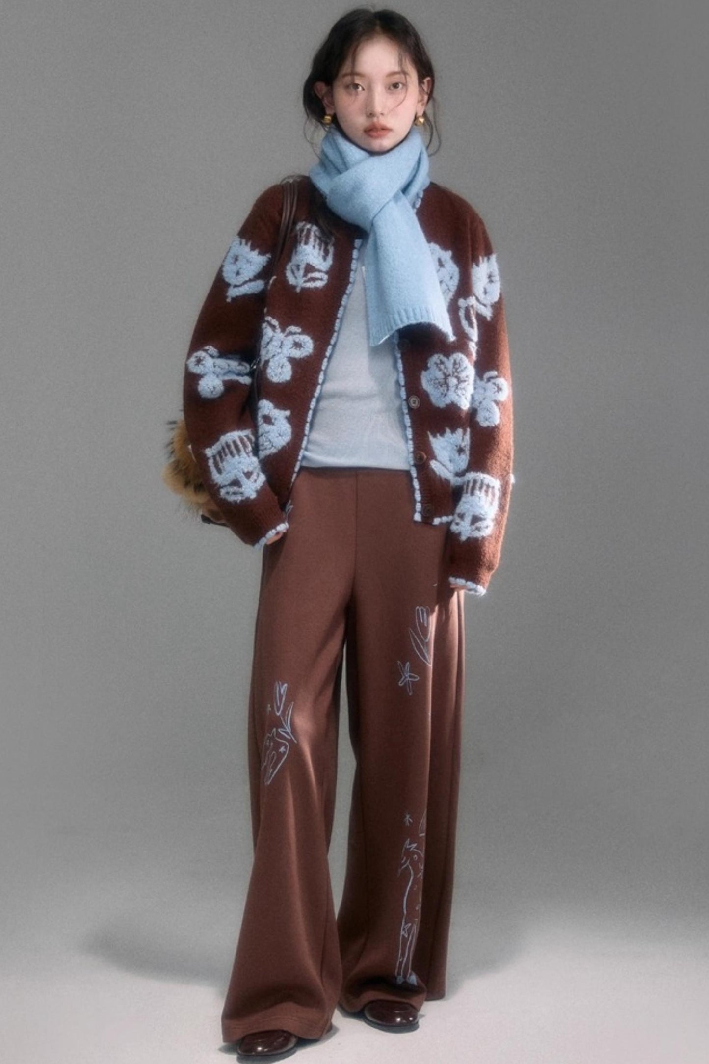 Velvet Jacquard Cardigan Set-Up