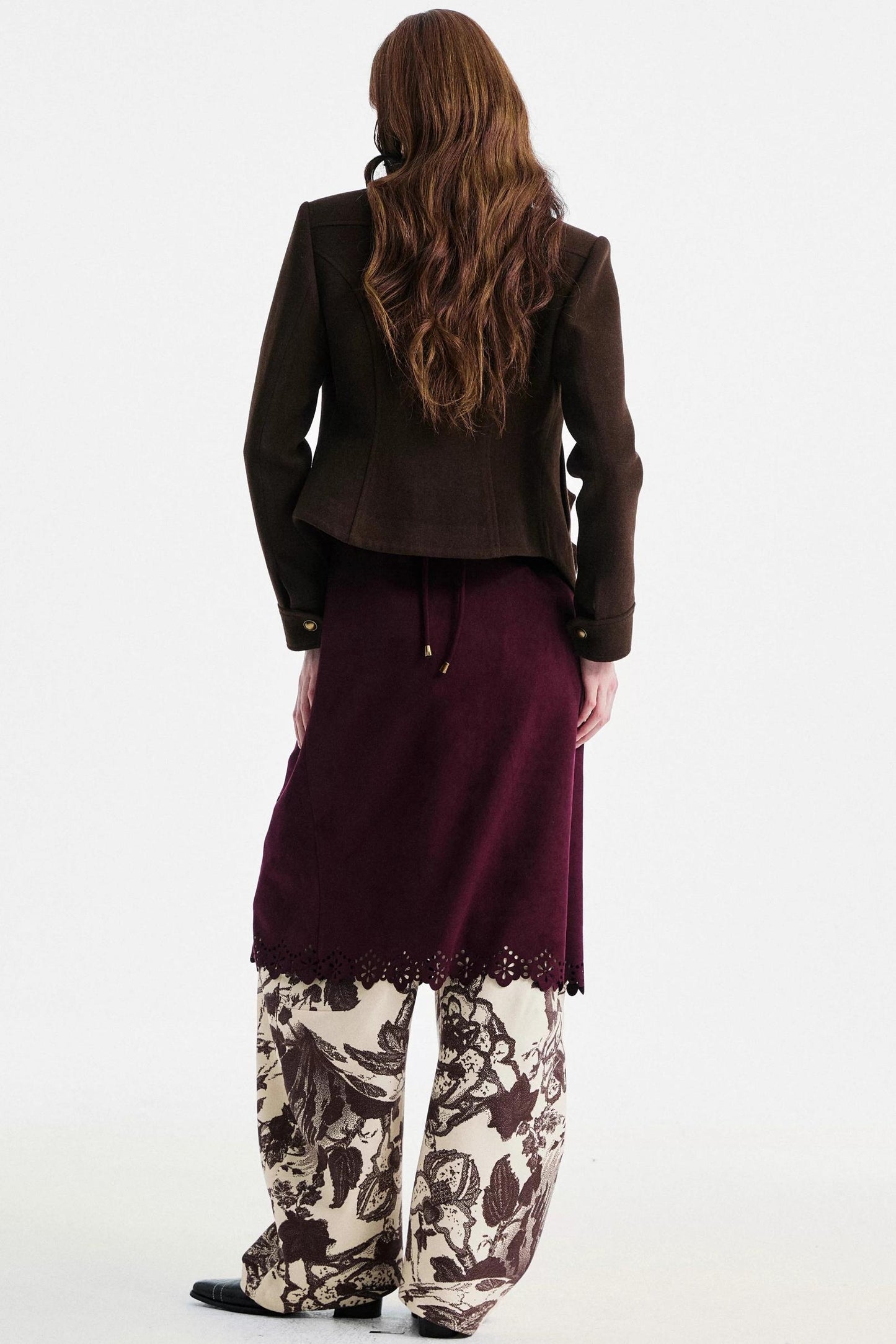 Beige Floral Scimitar Pants