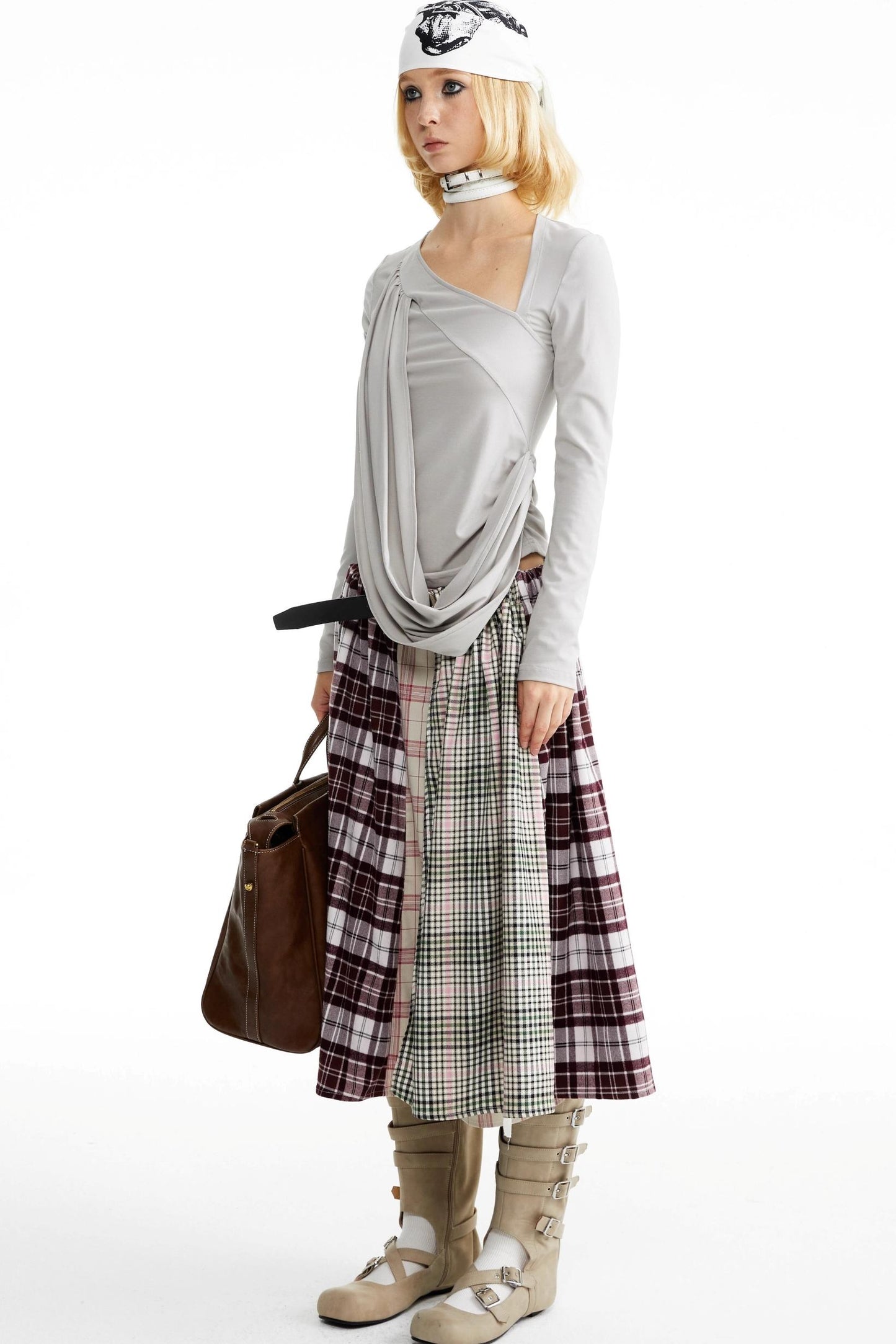 Pleated Panelled Skirt
