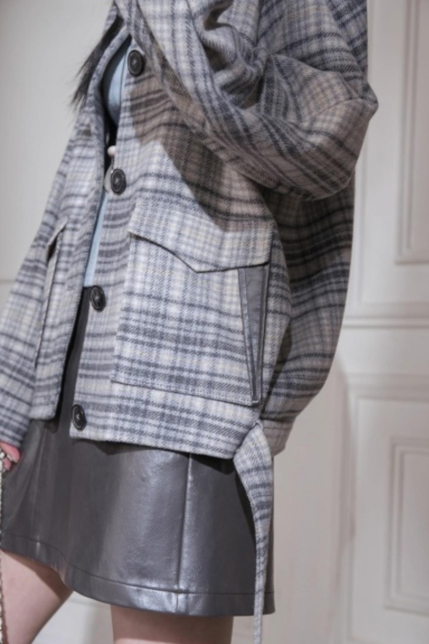Snow Plaid Wool Tweed Jacket Set-Up