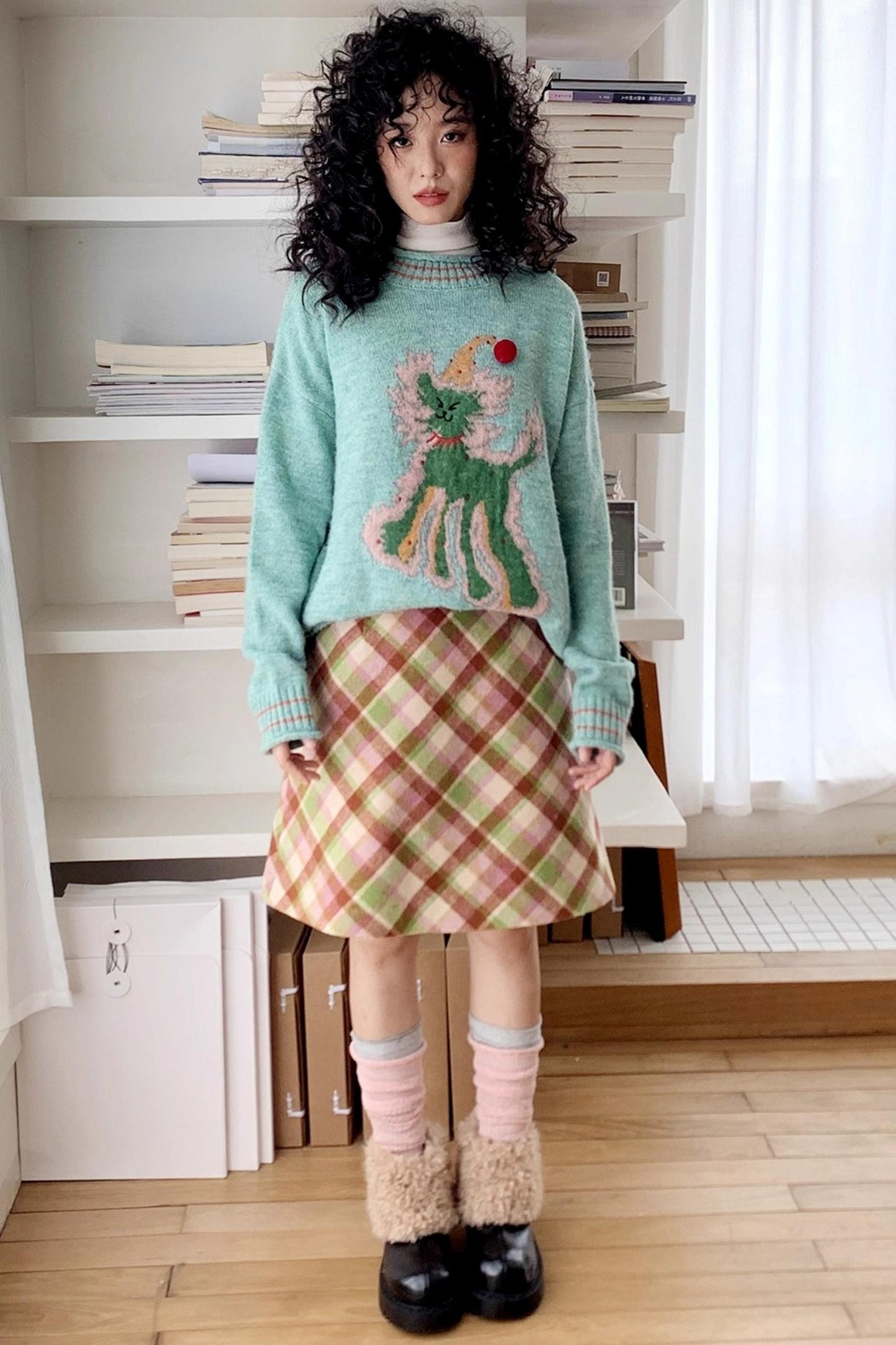 Preppy Woolen Plaid A-Line Skirt