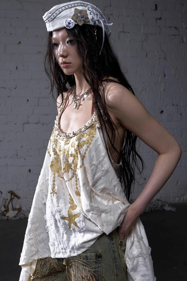 Hippie Star Foil Loose Strap Vest