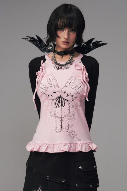 Asian Lace Stretch Long Sleeve T-Shirt