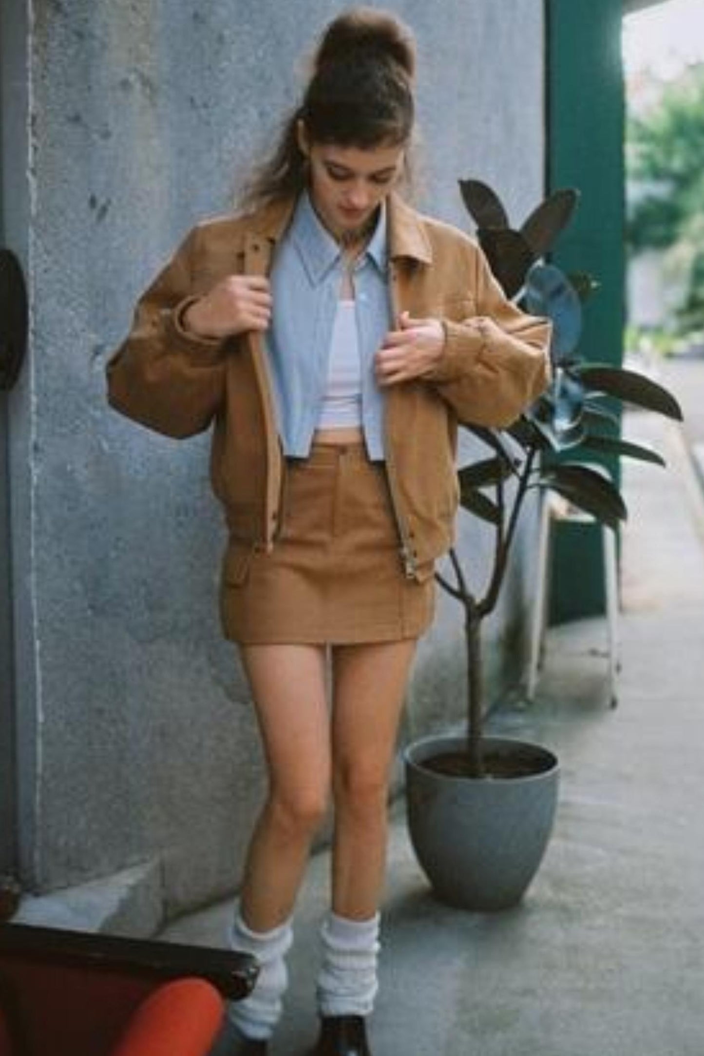 Khaki Letter Mini Skirt