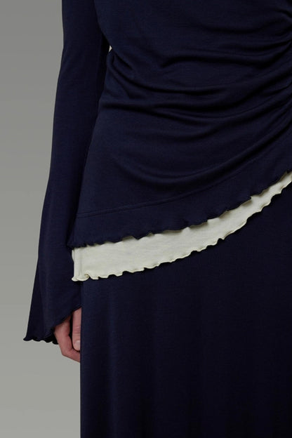 Autumn Slanted Shoulder Knit Slacks Set-Up