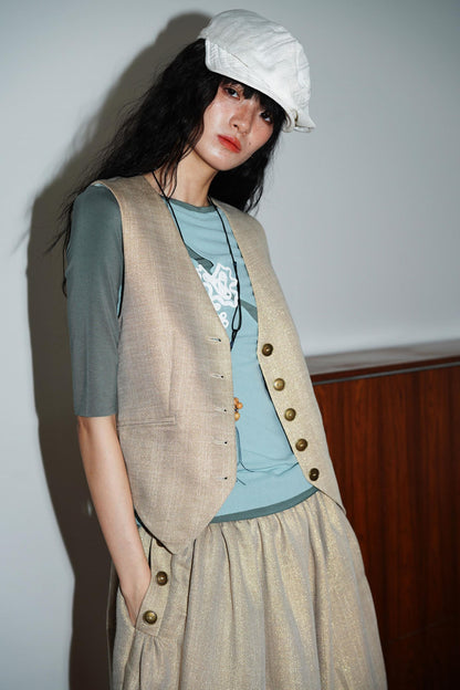 Jacquard Color-Blocked Slim-Fit Top