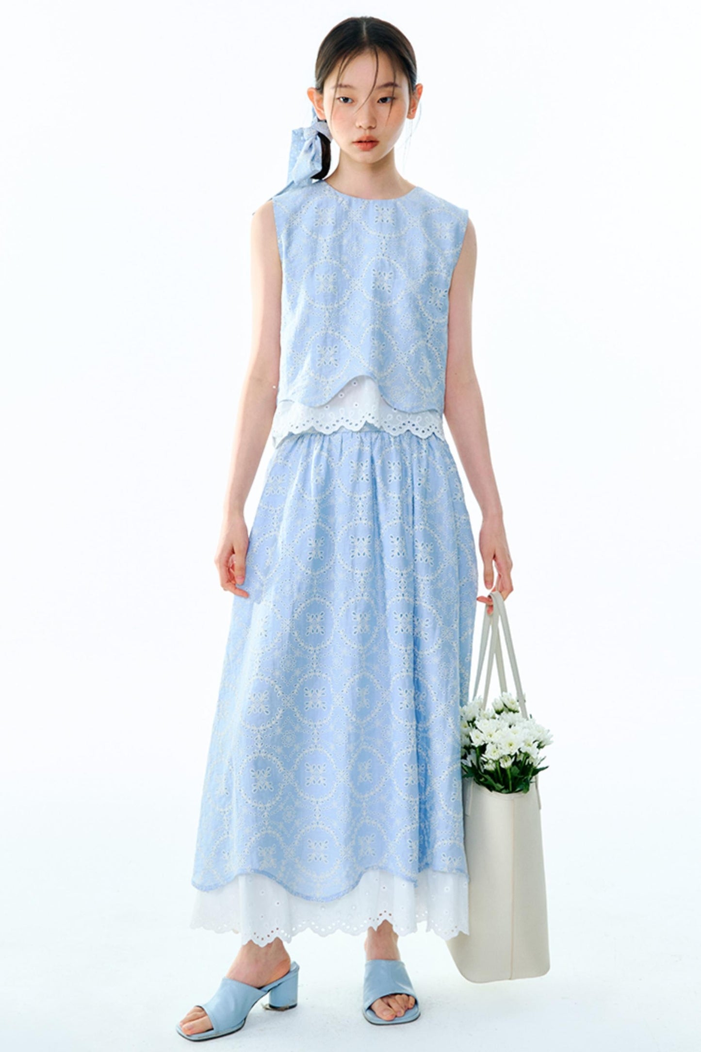 Linen Blend Top & Skirt Set-Up