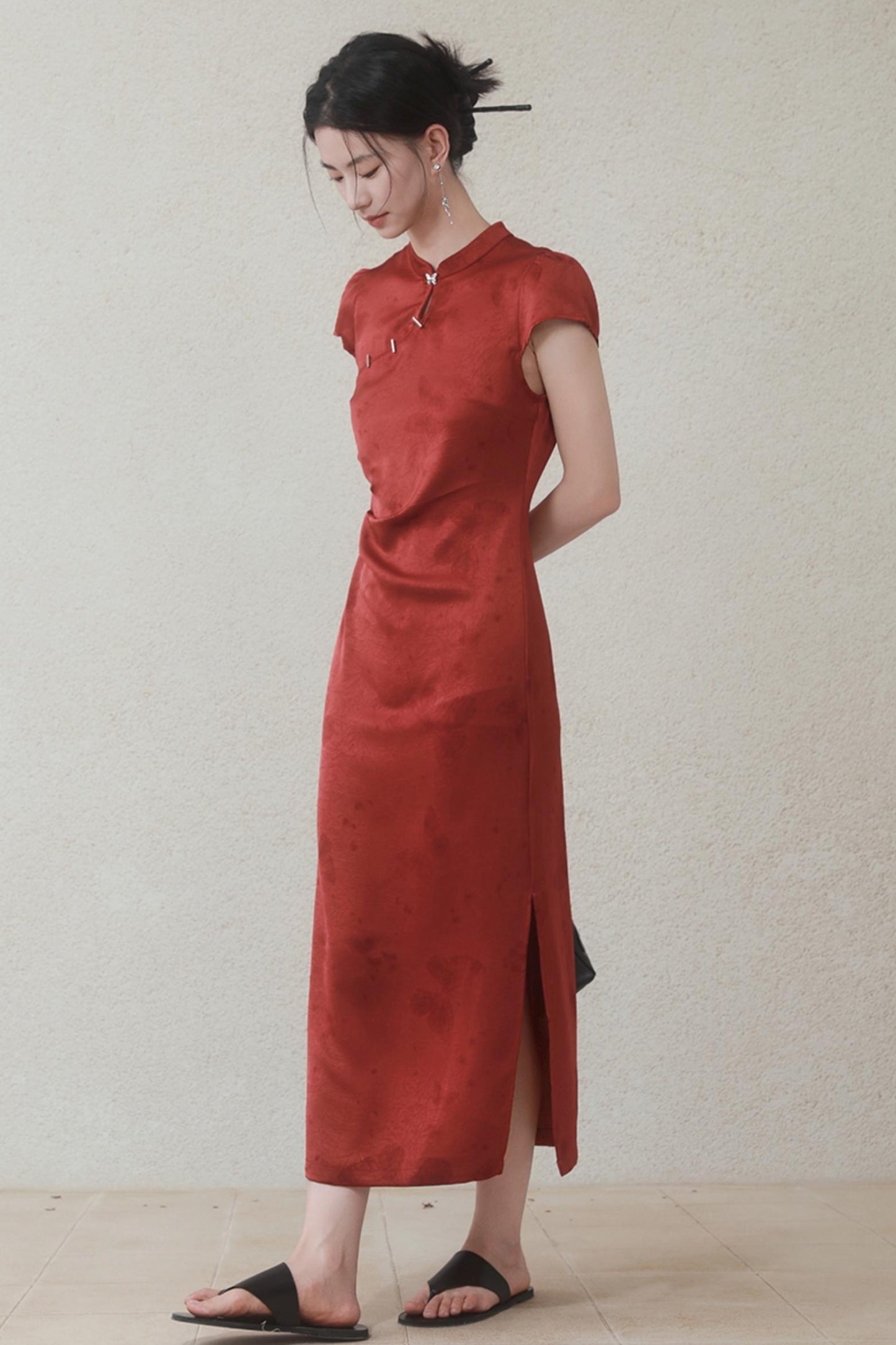 Summer Satin Cheongsam Dress