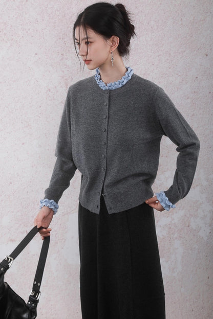 Patchwork Ruffled Cardigan