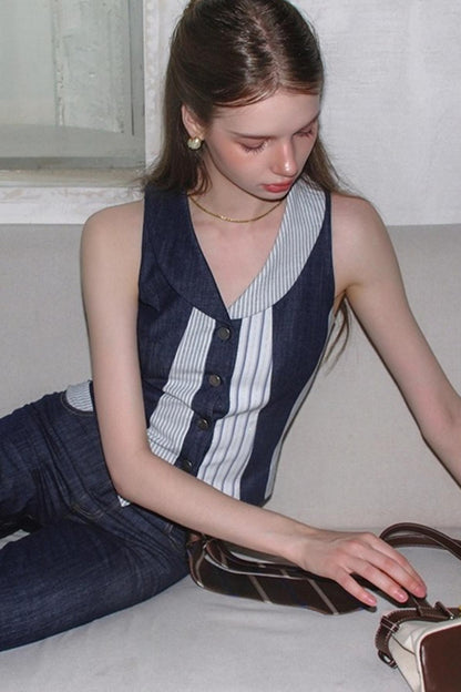 Washed Denim Pants Set-Up