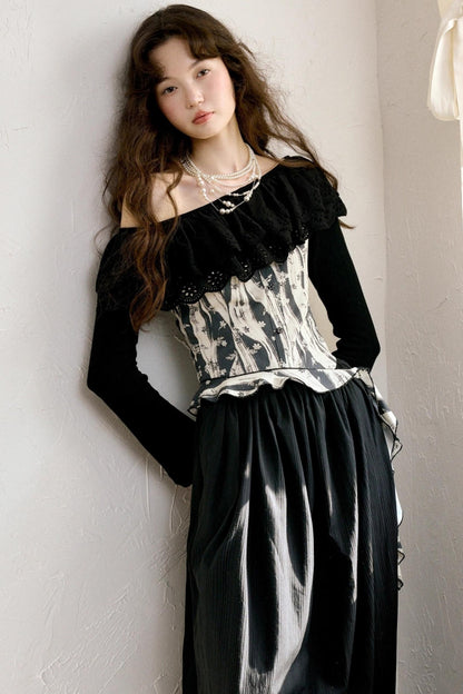 Vintage Shoulder Flower Bud Dress