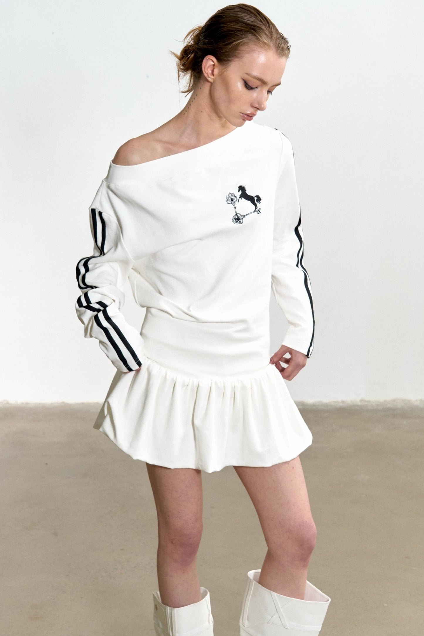 Slouchy Pleated T-Shirt Dress