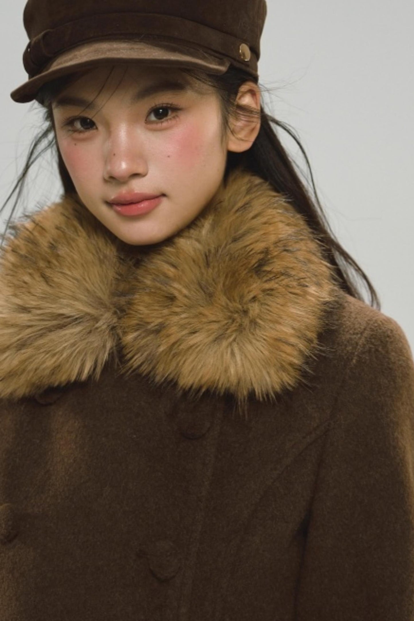 Khaki Ruffled Woolen Coat