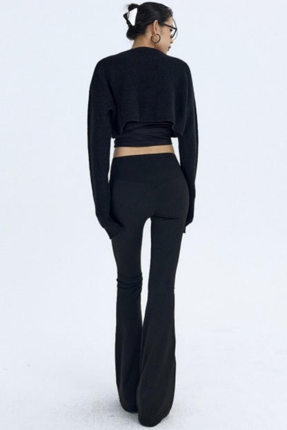 Black Fleece Flared Pants
