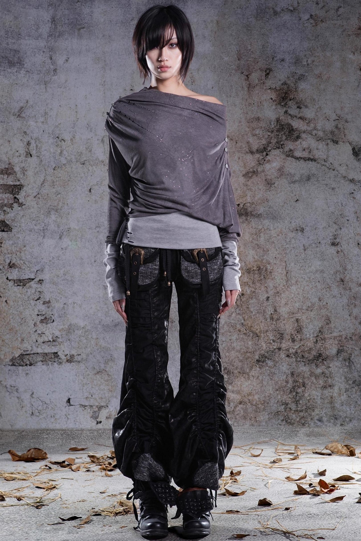 Original Irregular One-Shoulder Knitted Top