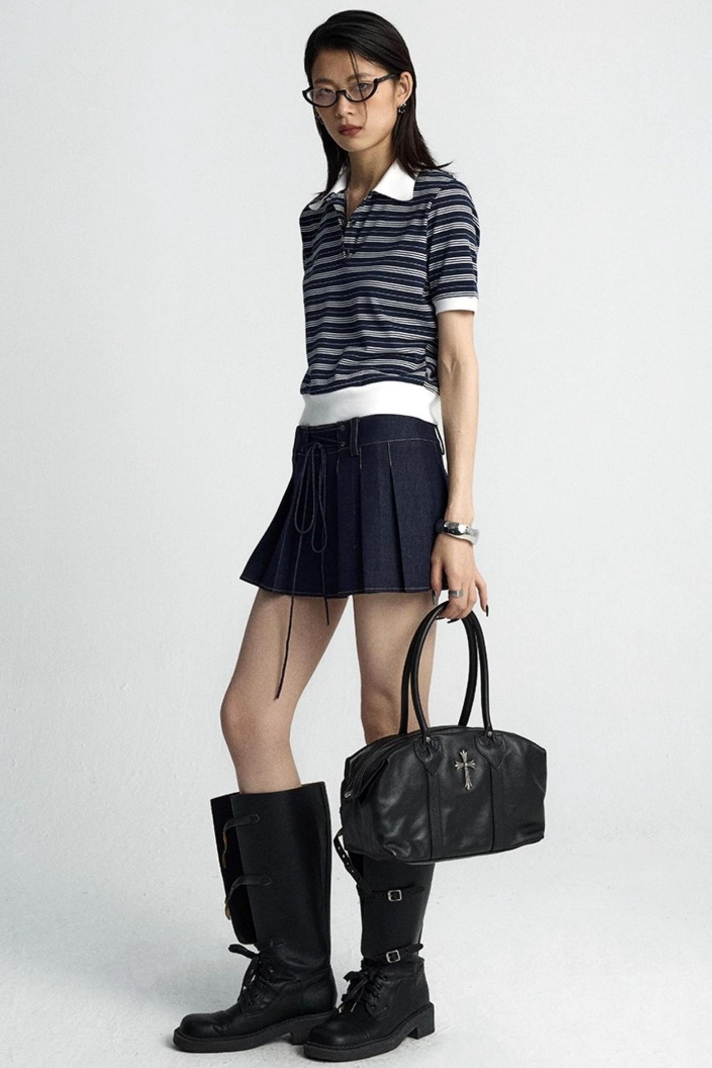 Vintage Crossover Pleated Skirt