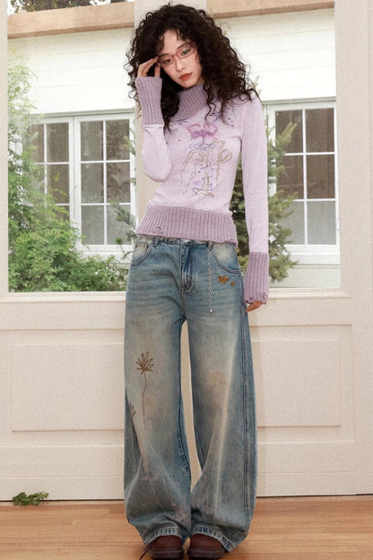 Flowers in Bloom Purple Sweater