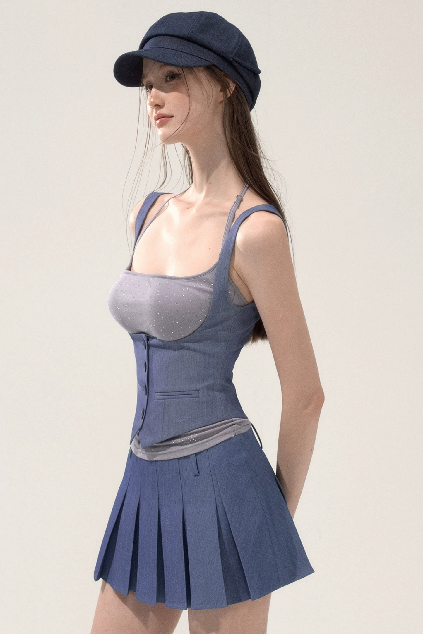 Pleated Low Waist Skirt