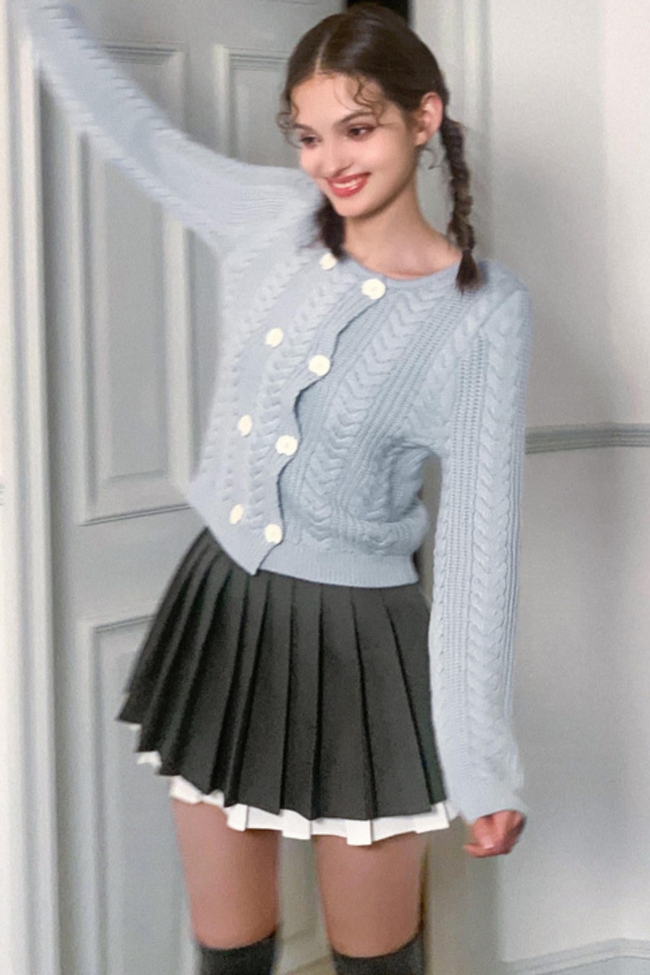 High-Waisted A-Line Pleated Skirt