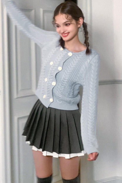 High-Waisted A-Line Pleated Skirt