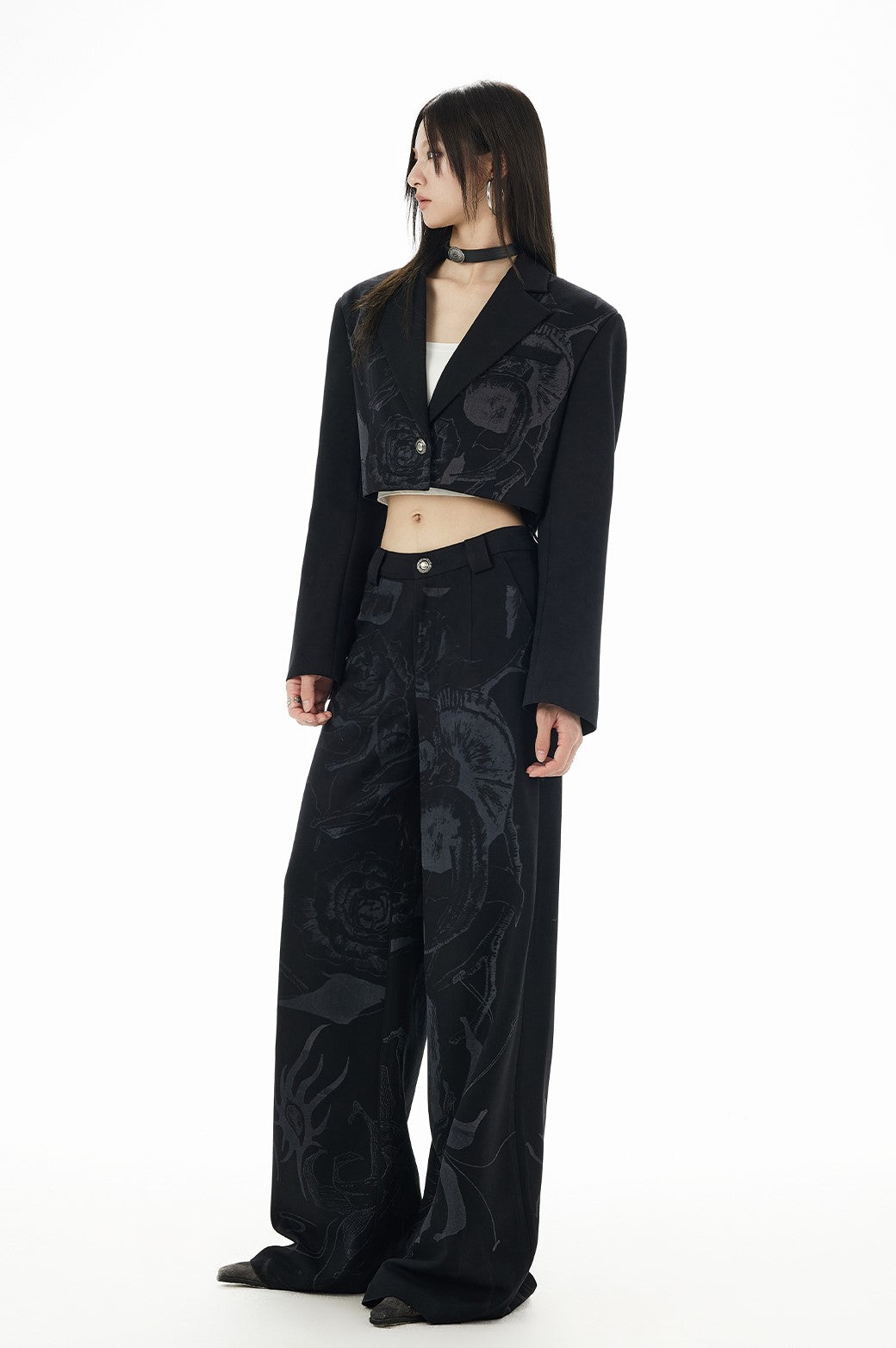 Design Print Loose Straight Pants