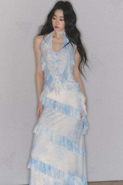 Sea Mint Halter Skirt Set-Up