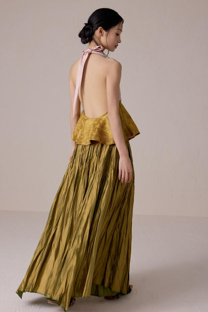 Pink Jacquard Backless Vest