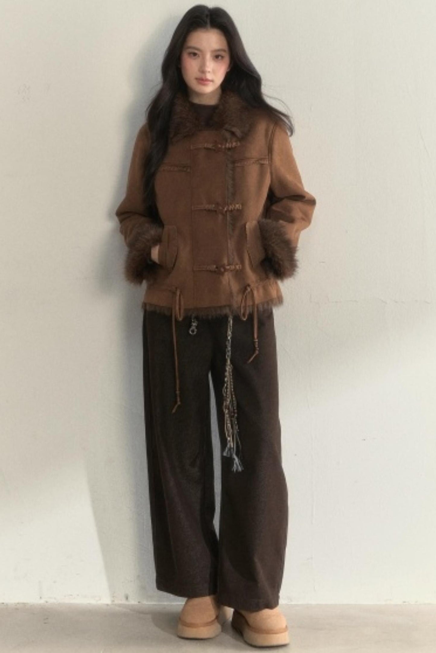 Retro Brown Suede Embroidered Jacket