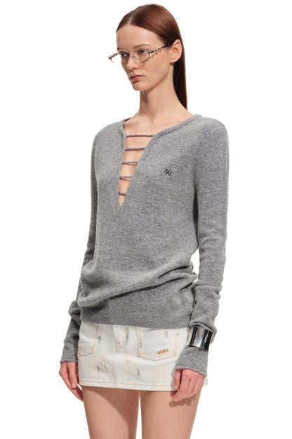 Alpaca Wool V-Neck Sweater