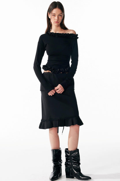 Irregular Lace Waist Slimming Top