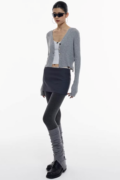 Gray Wool Blend Cardigan