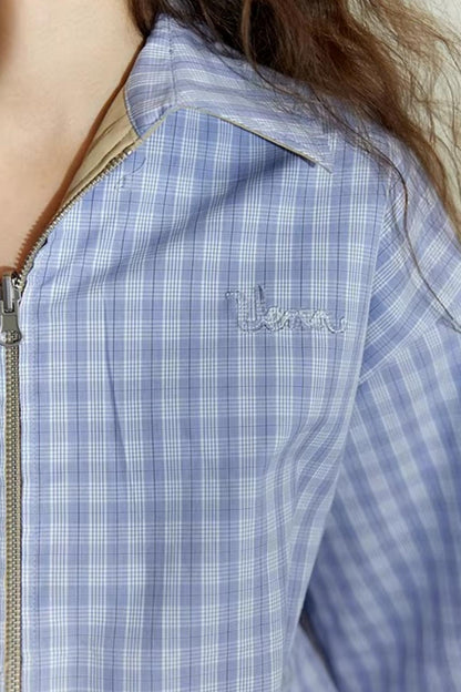 Blue Plaid Reversible Jacket