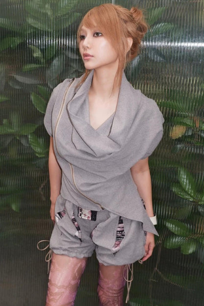Asymmetrical Layered Collar Vest