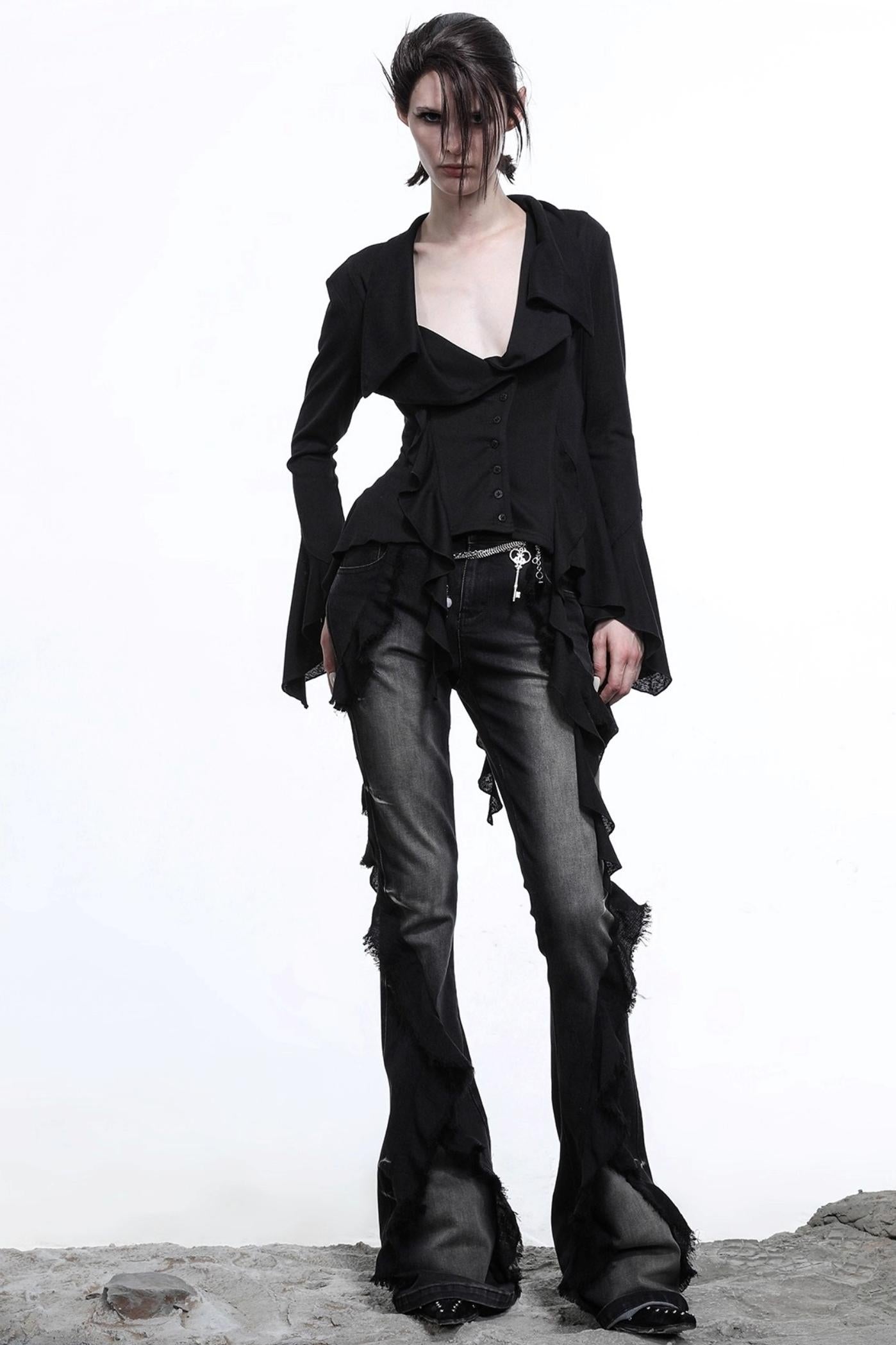 Lyocell Ruffled Cardigan