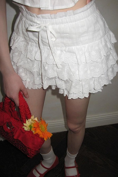 Square-Neck Vest Cropped A-Line Puffed Skirt Set-Up