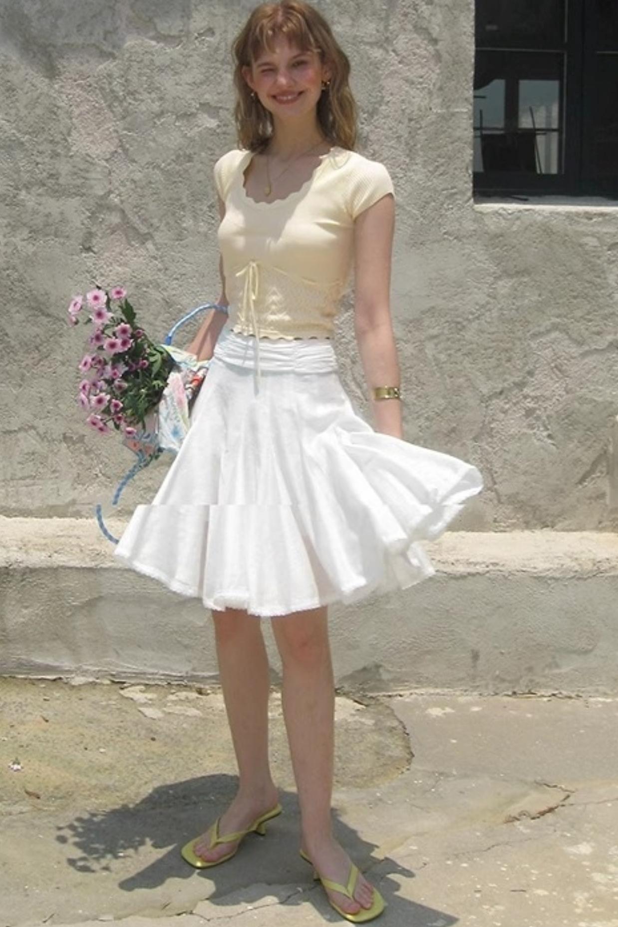 White Lace A-Line Skirt