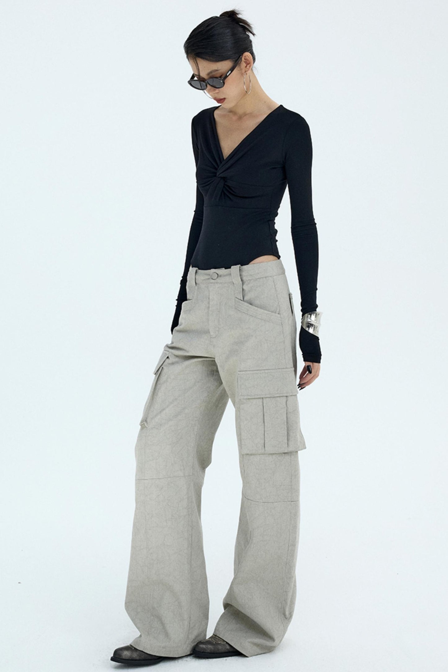 Retro Distressed Glacier Cargo Pants