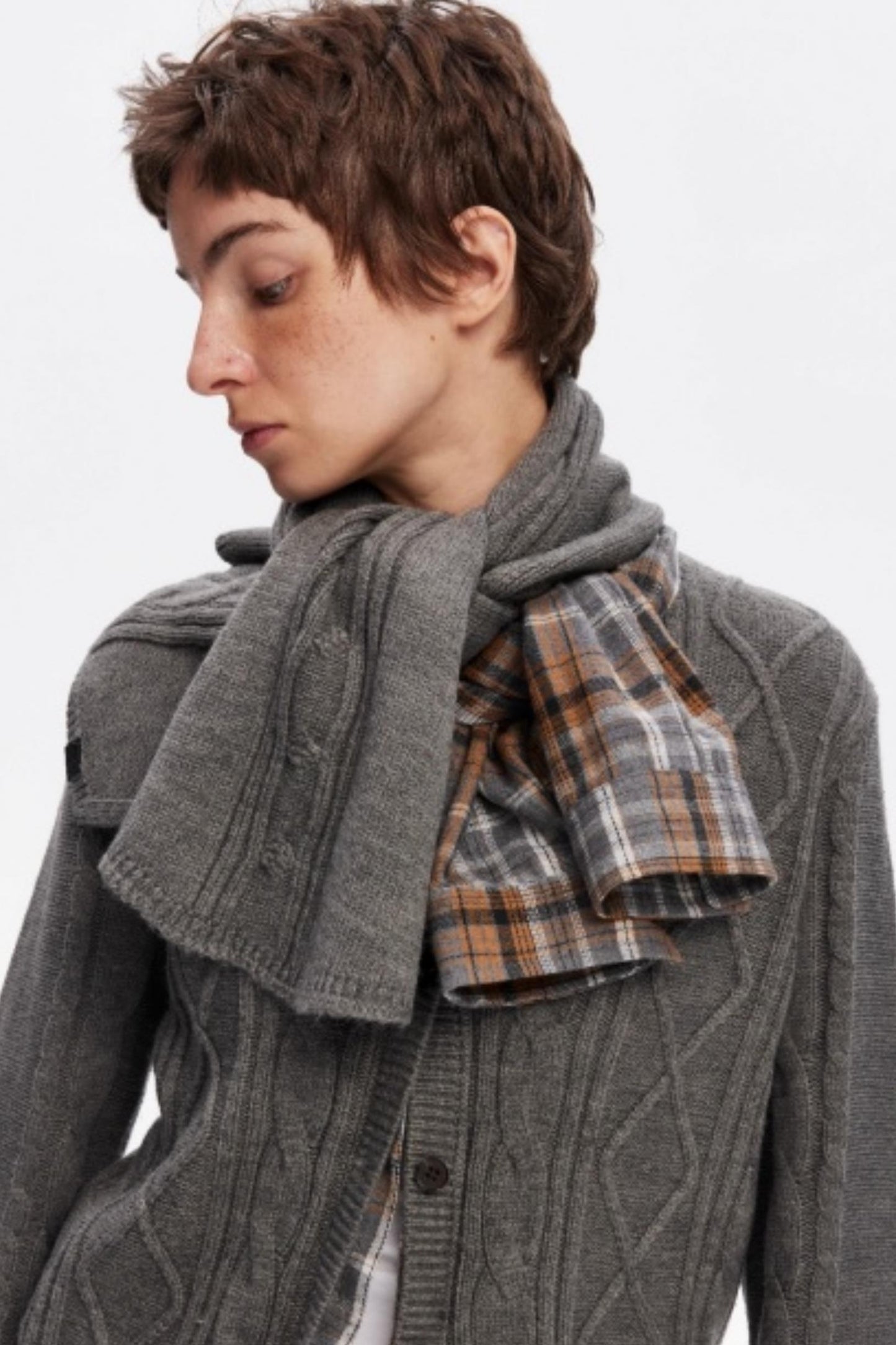 Wool Twist Pattern Cardigan Set-Up