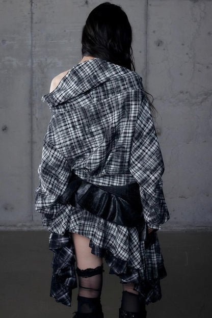 Dark Plaid Leather Top