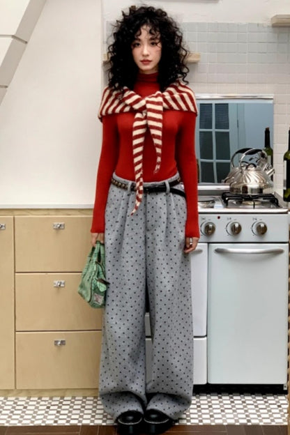 Polka Dot Woolen Pants