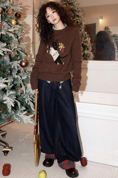 Patchwork Retro Denim Pants Set-Up