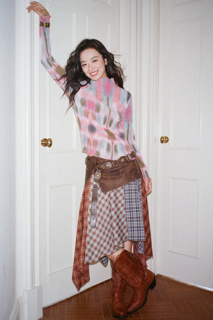 Leather Patchwork Skirt