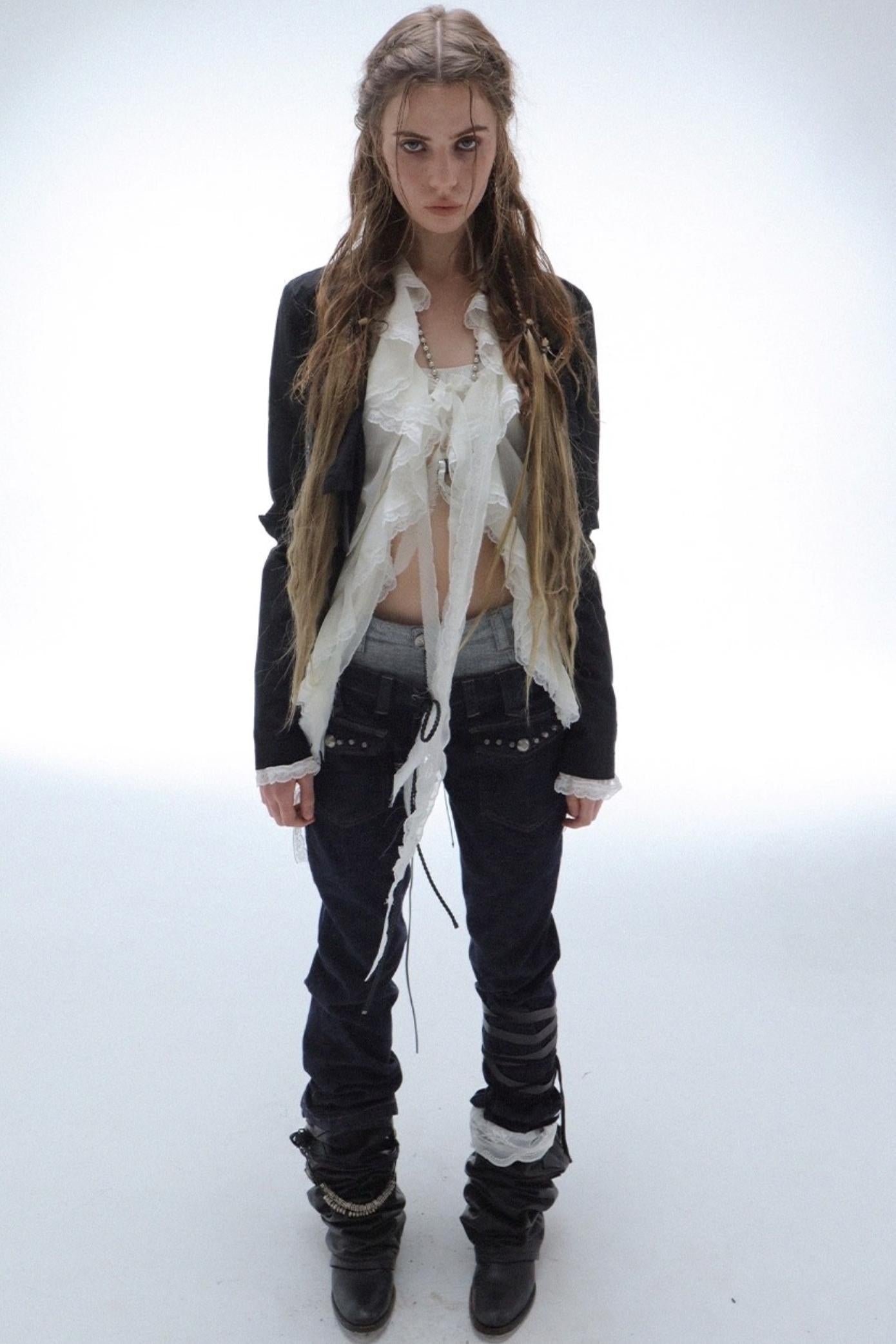 Ruffled Chiffon Yarn Shirt