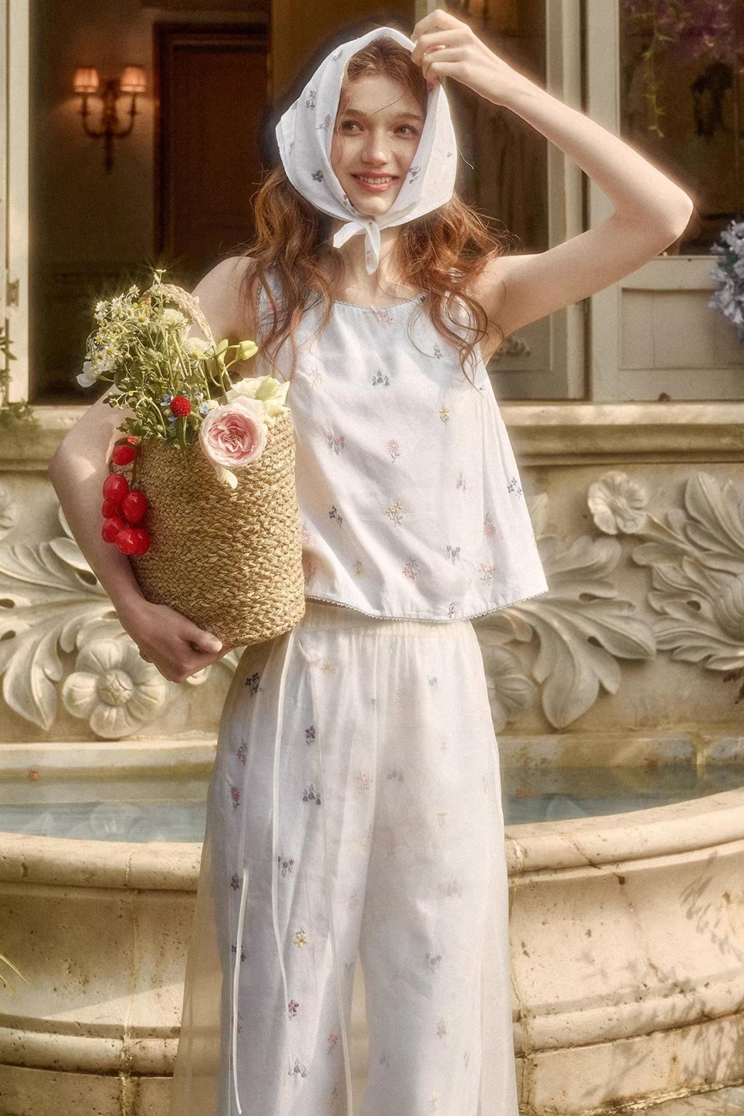 Milky Way Embroidery Linen Shirt Set-Up