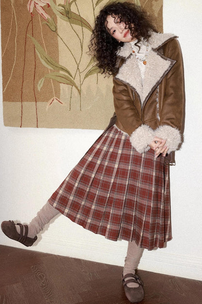 Earl Red Plaid Pleated Skirt Set-Up