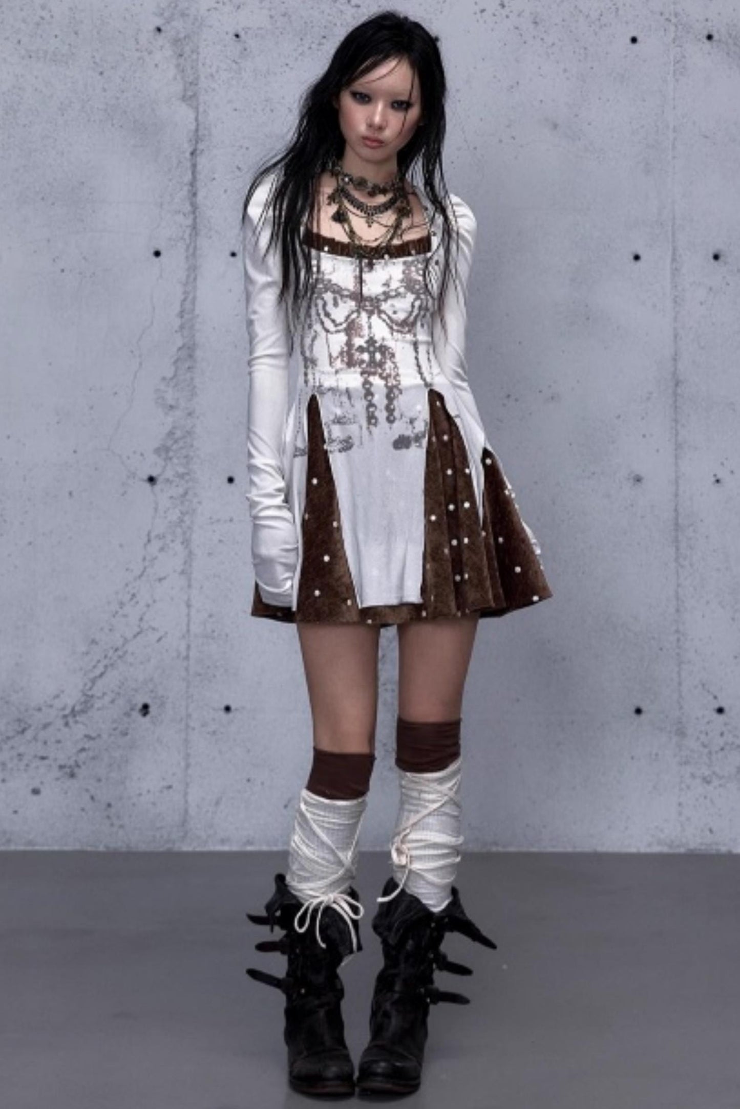 Baroque Velvet Plaid Dress